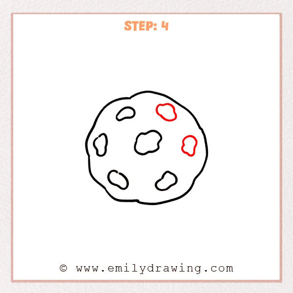 how to draw a cookie - Cookie Step 4 showing two new chocolate pieces filling the right side