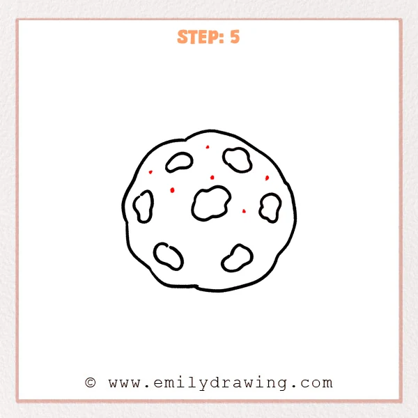 how to draw a cookie - Cookie Step 5 showing small baked-in crumb dots scattered across the upper half