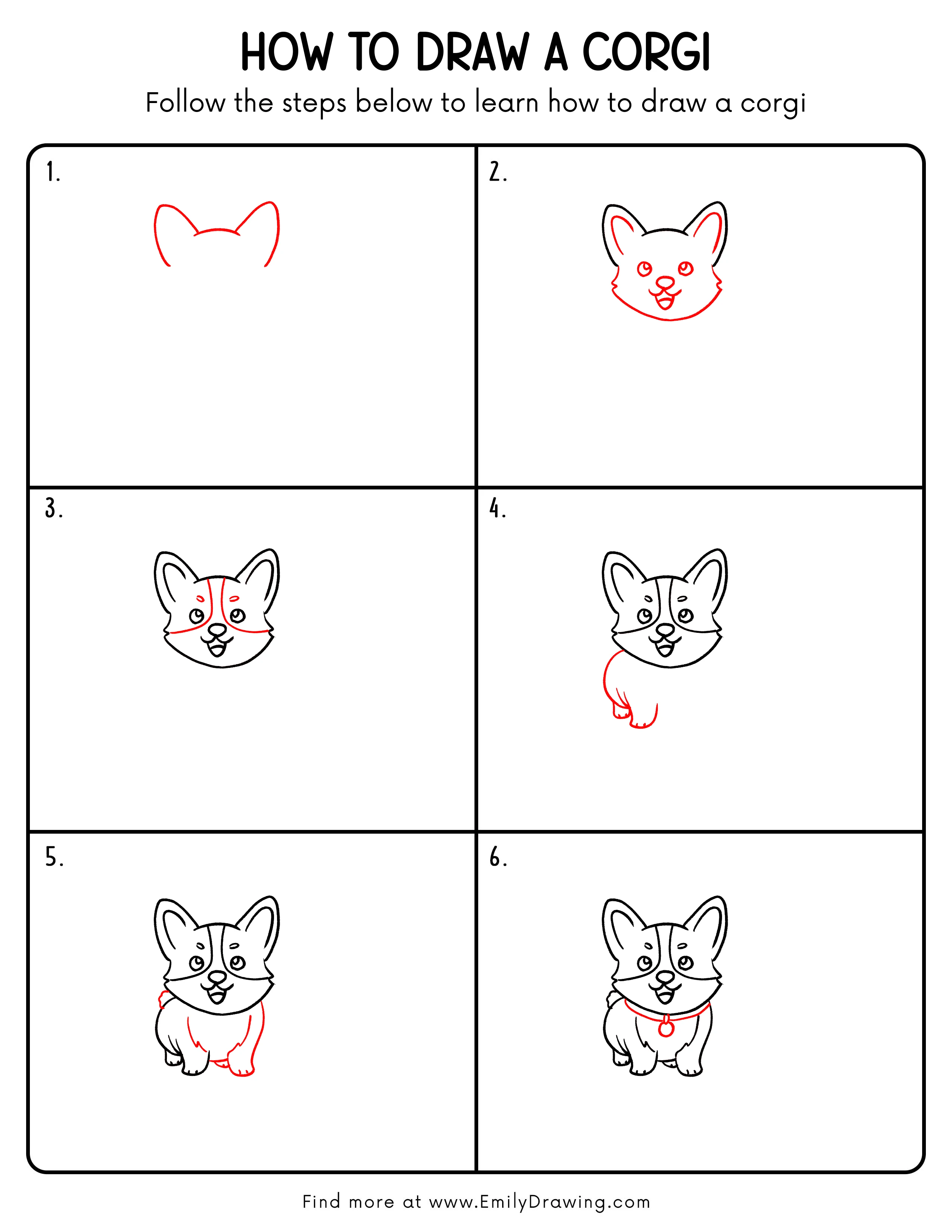 Printable Corgi Drawing Guide