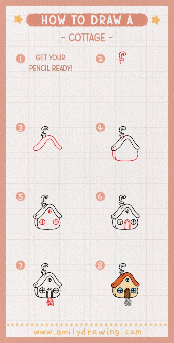how to draw a cottage pinterest pin