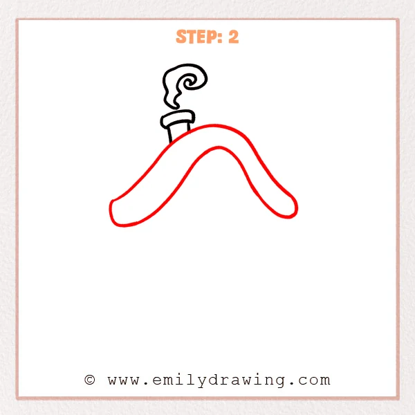 how to draw a cottage - Cottage Step 2 adding a broad curved roof with rounded eaves.