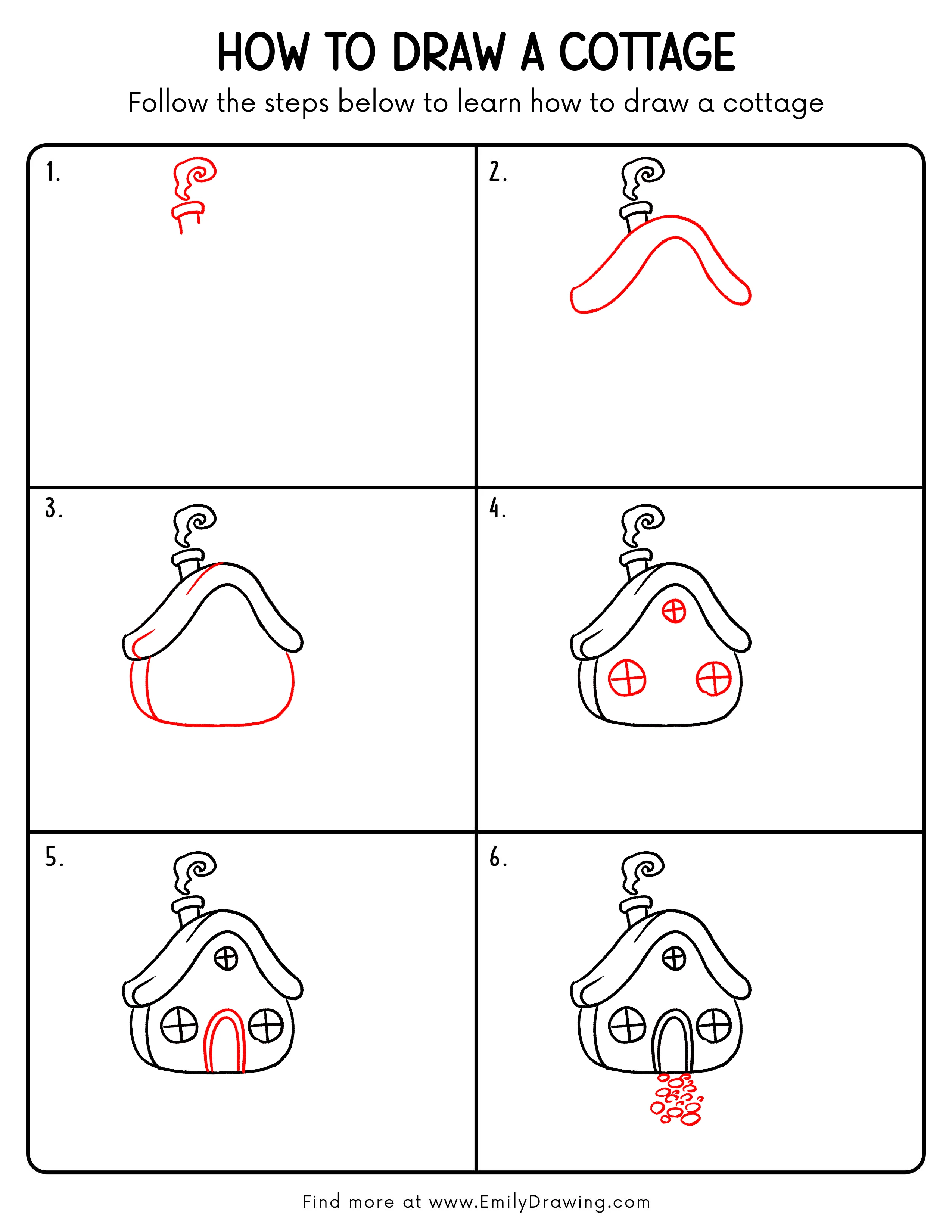 Printable Cottage Drawing Guide