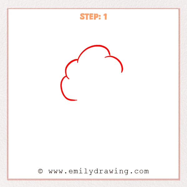 how to draw a cotton candy - Cotton candy Step 1 showing the top and left curves of the fluffy outline.