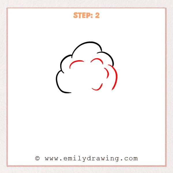 how to draw a cotton candy - Cotton candy Step 2 adding the right outline and four inner fluff marks.