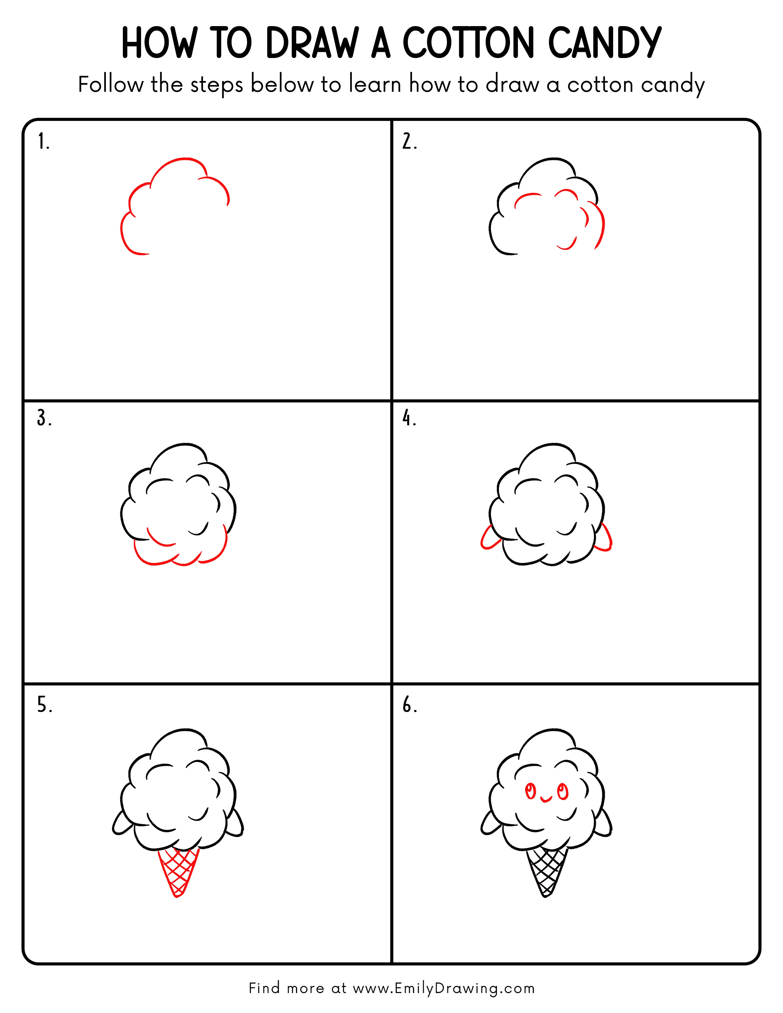 Printable Cotton Candy Drawing Guide