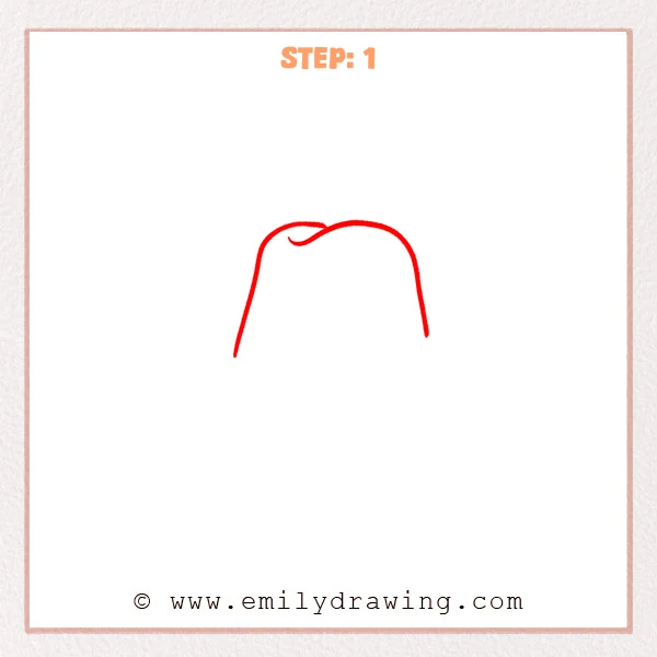 how to draw a cowboy hat - Cowboy hat Step 1 showing a tall crown with two rounded top humps.