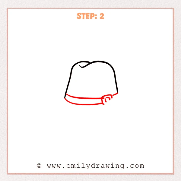 how to draw a cowboy hat - Cowboy hat Step 2 adding a curved hatband and small buckle.