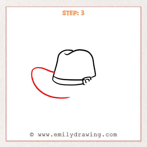 how to draw a cowboy hat - Cowboy hat Step 3 beginning the wide brim along the left and bottom.