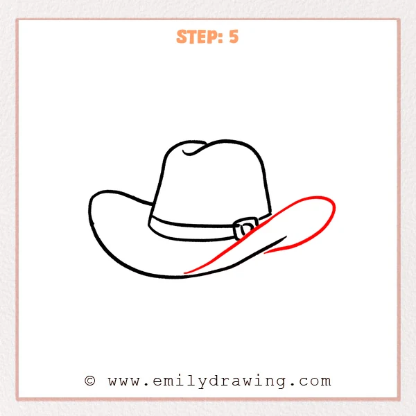 how to draw a cowboy hat - Cowboy hat Step 5 completing the large upturned brim on the right.