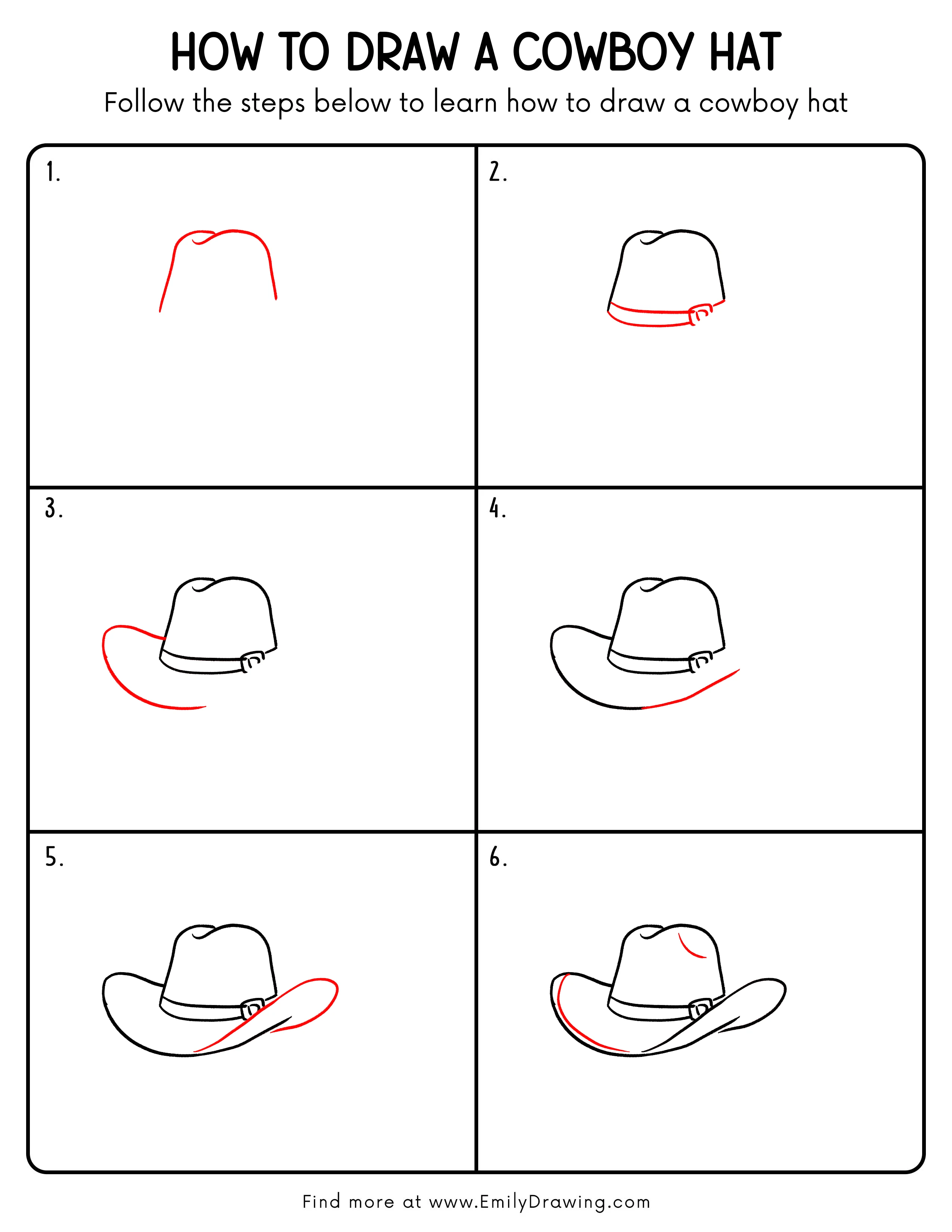 Printable Cowboy Hat Drawing Guide