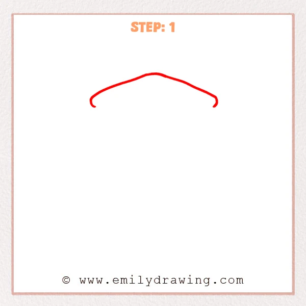 how to draw a cube - Cube Step 1 showing two rounded upper edges meeting near the center.