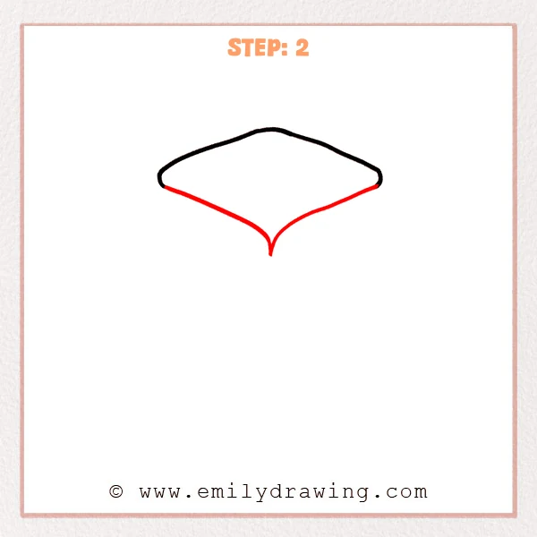 how to draw a cube - Cube Step 2 completing the rounded diamond-shaped top face.