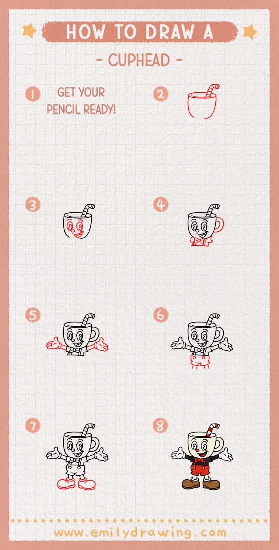 how to draw a cuphead pinterest pin