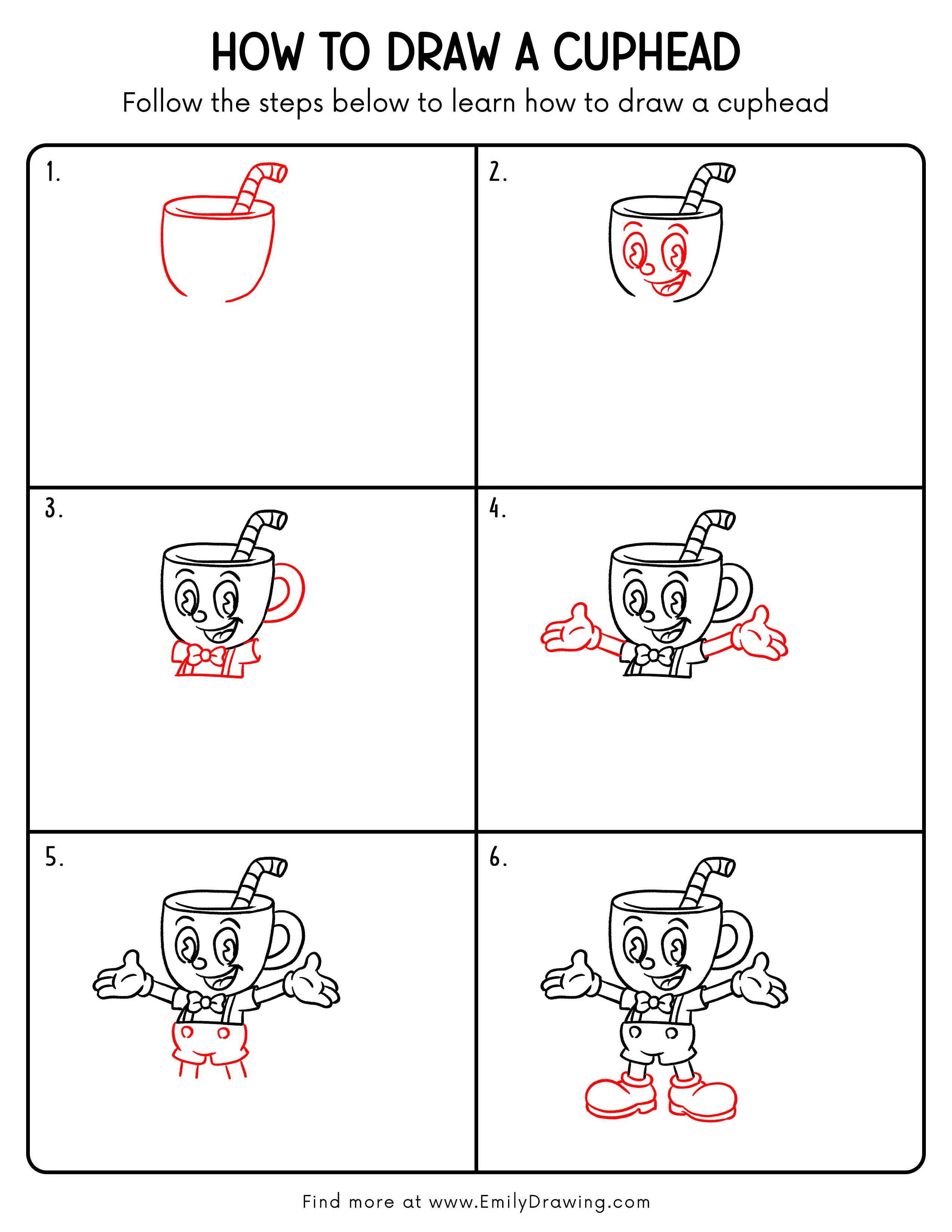 Printable Cuphead Drawing Guide
