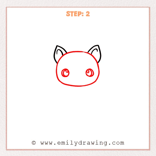 how to draw a cute bat - Cute bat Step 2 adding a round head and two sparkling eyes.