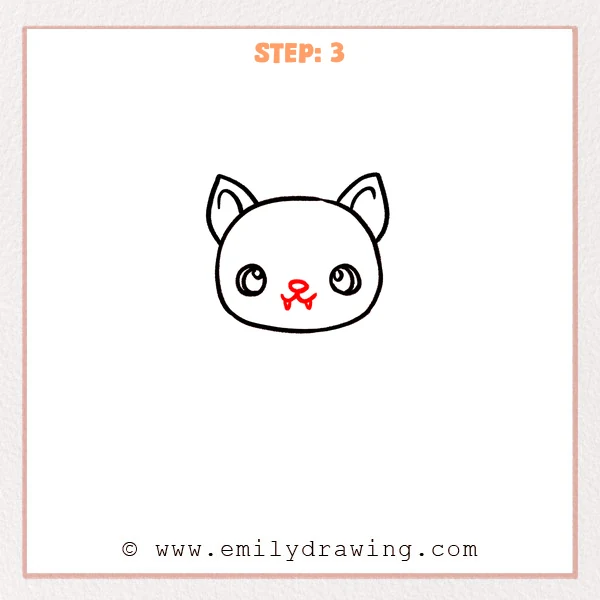 how to draw a cute bat - Cute bat Step 3 adding a small nose, mouth, and two tiny fangs.
