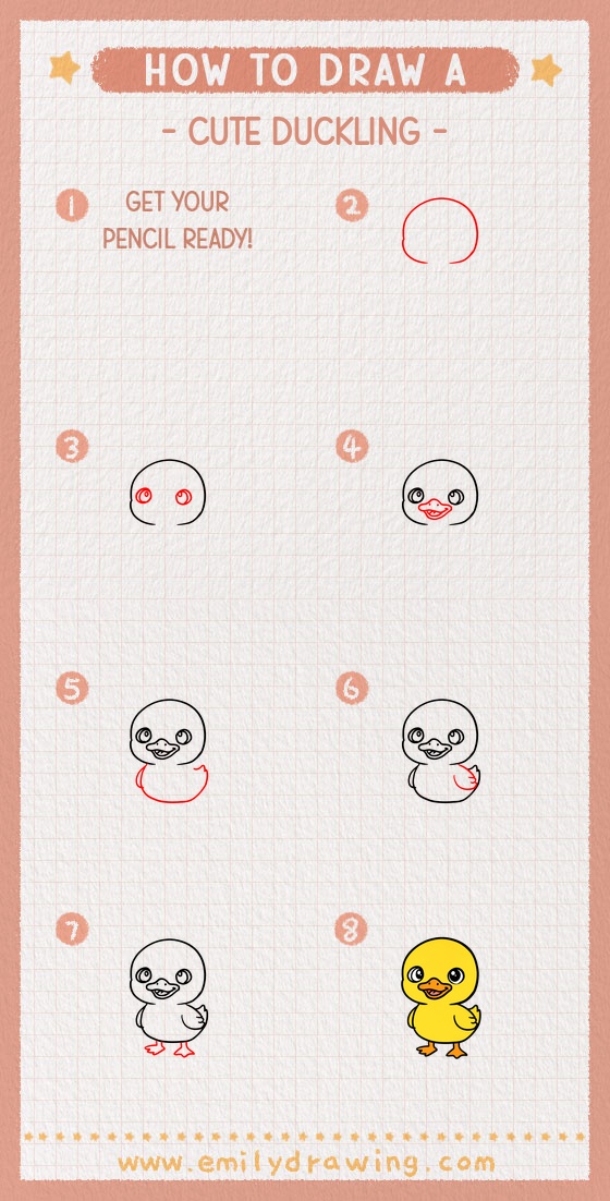how to draw a cute duckling pinterest pin
