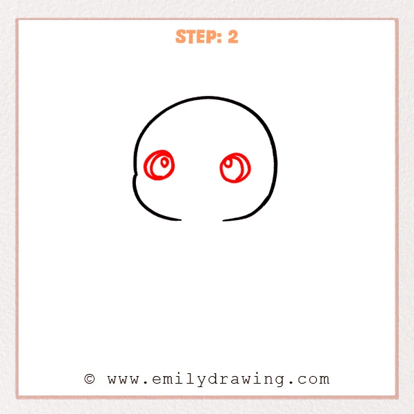 how to draw a cute duckling - Cute duckling Step 2 adding two large round eyes with bright highlights.