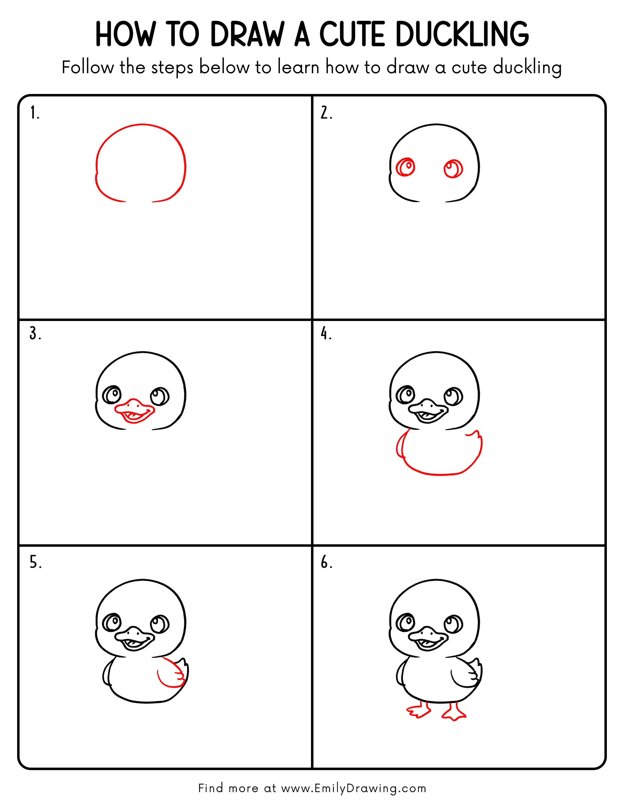 Printable Cute Duckling Drawing Guide