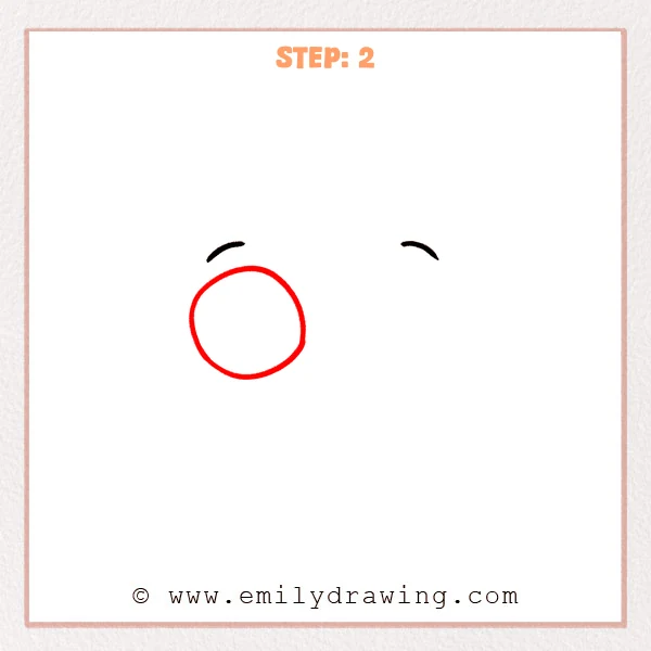 how to draw a cute eyes - Cute eyes Step 2 adding a large oval outline beneath the left eyebrow.