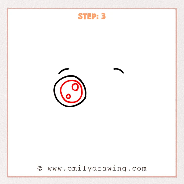 how to draw a cute eyes - Cute eyes Step 3 adding an inner oval and two round highlights to the left eye.