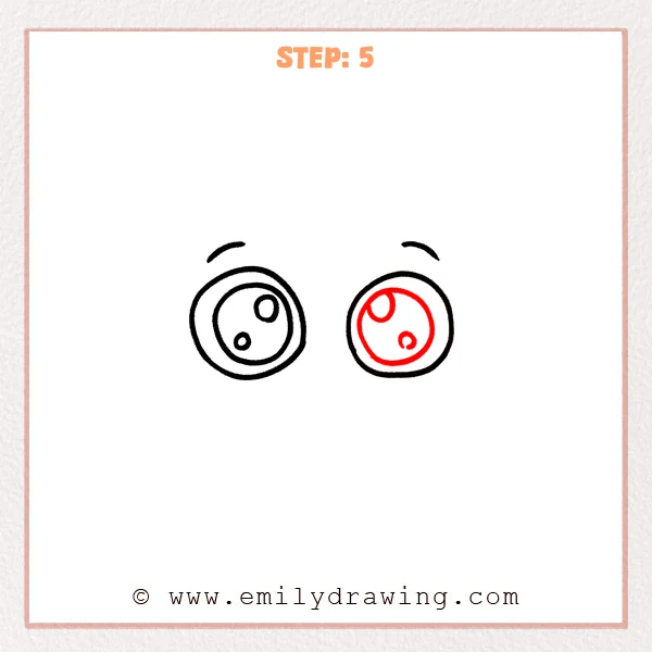 how to draw a cute eyes - Cute eyes Step 5 adding the iris area and two highlights inside the right eye.