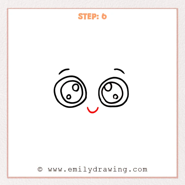 how to draw a cute eyes - Cute eyes Step 6 adding a small curved smile beneath the completed pair.
