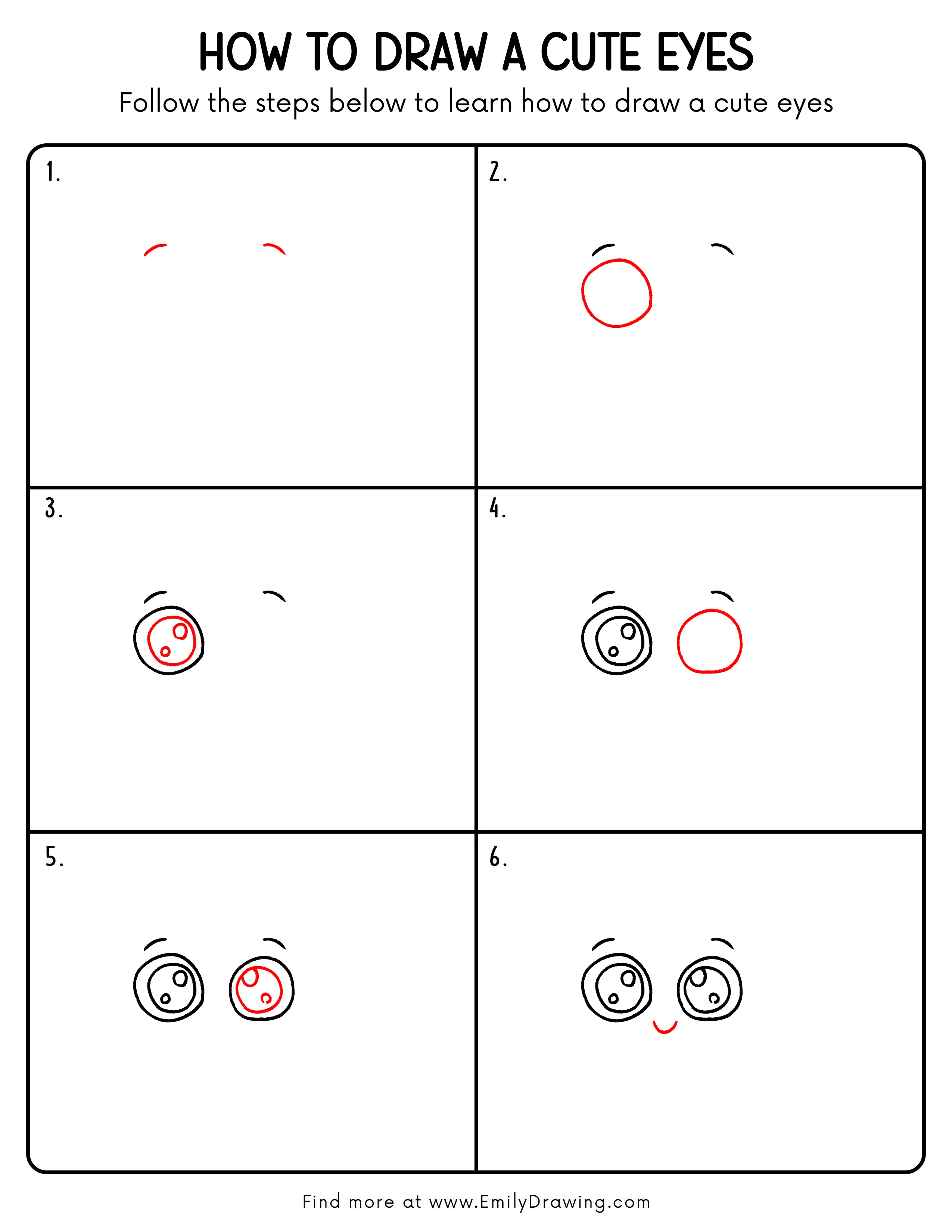 Printable Cute Eyes Drawing Guide
