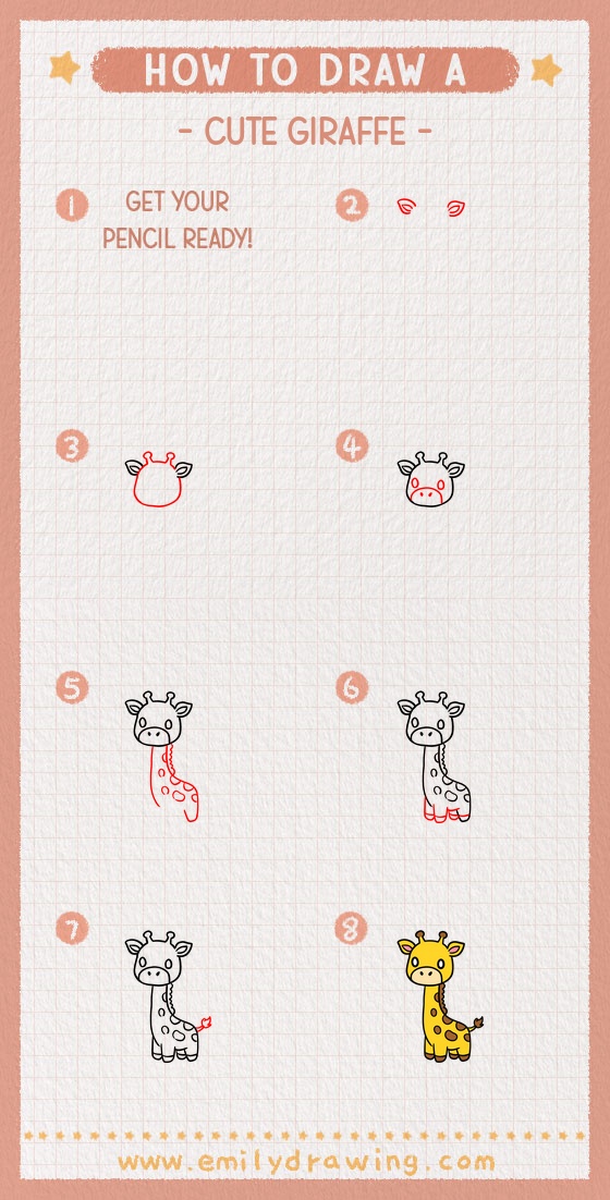 how to draw a cute giraffe pinterest pin