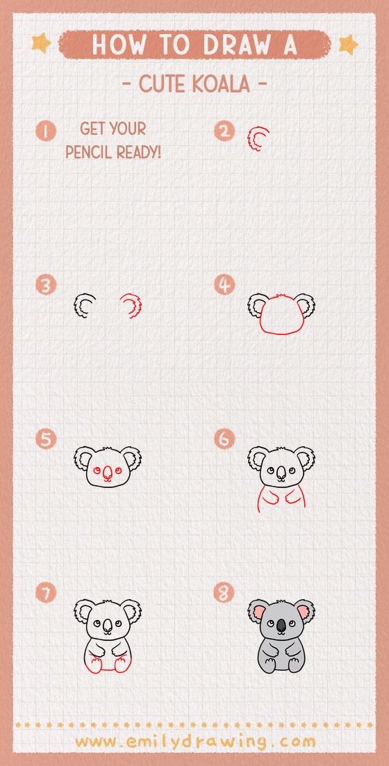 how to draw a cute koala pinterest pin