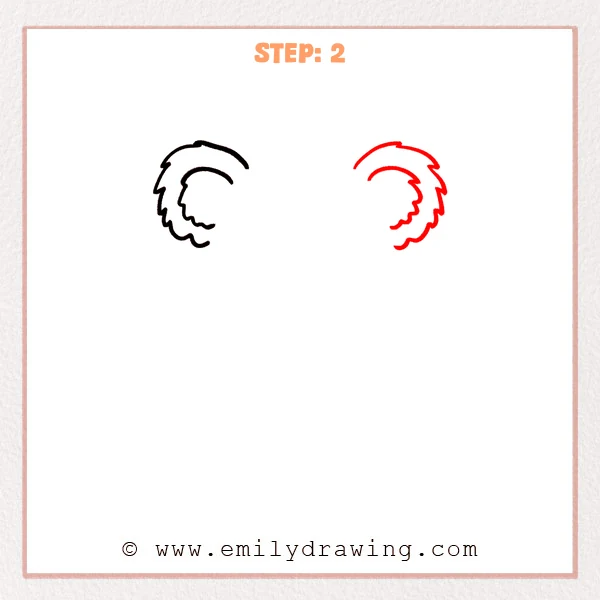 how to draw a cute koala - Cute koala Step 2 showing two matching fuzzy ears