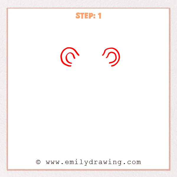 how to draw a cute rat - Cute rat Step 1 showing two round ears with inner curves