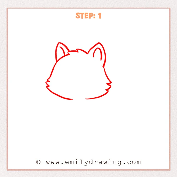 how to draw a cute wolf - Cute wolf Step 1 showing a fluffy head outline with two pointed ears