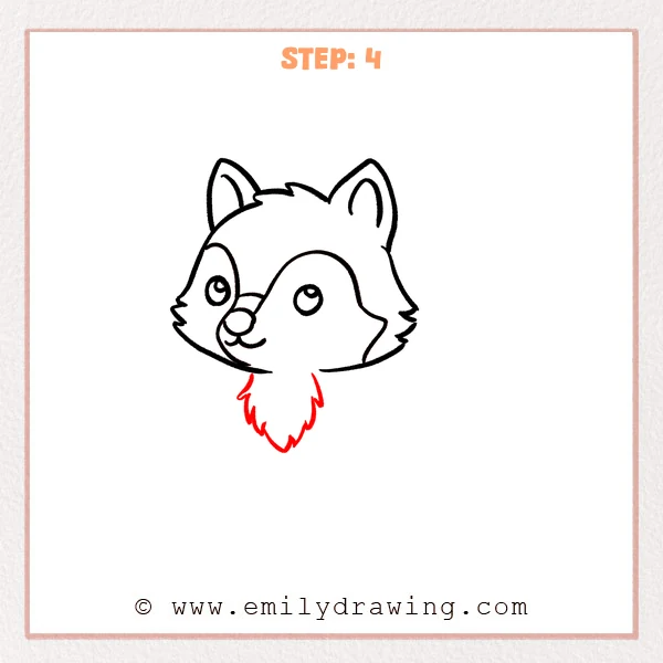 how to draw a cute wolf - Cute wolf Step 4 showing a pointed fluffy chest beneath the head