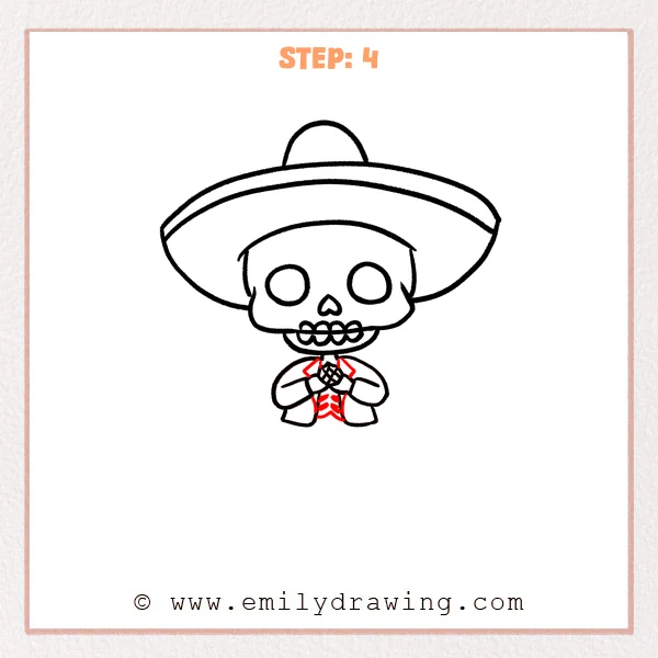 how to draw a day of the dead - Day of the Dead Step 4 showing jacket lapels and a rib-cage design