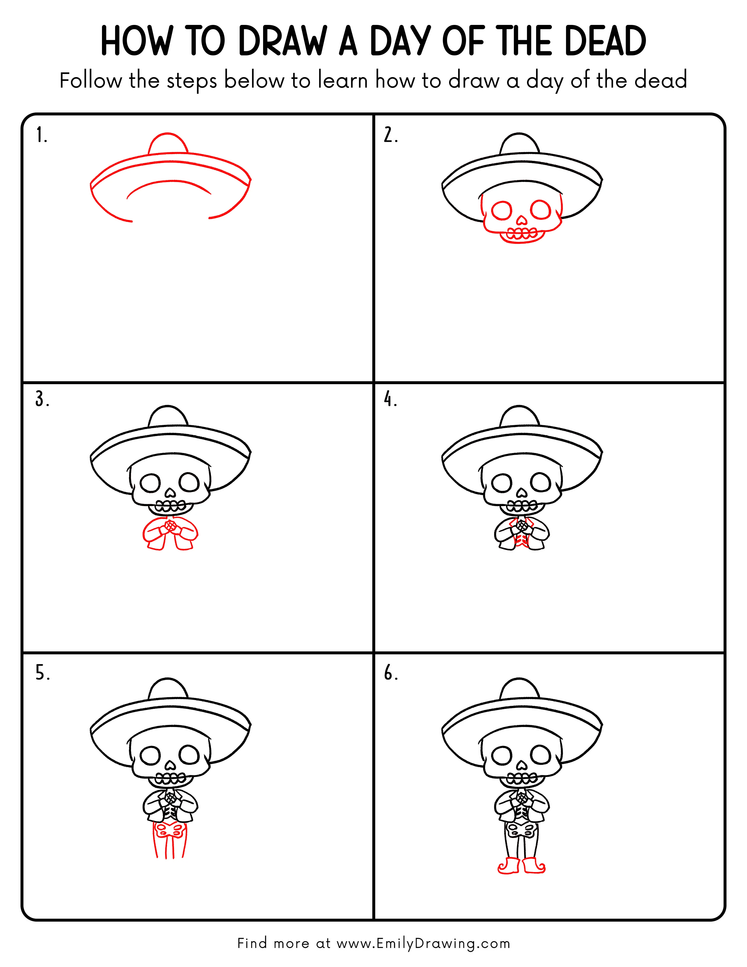 Printable Day Of The Dead Drawing Guide