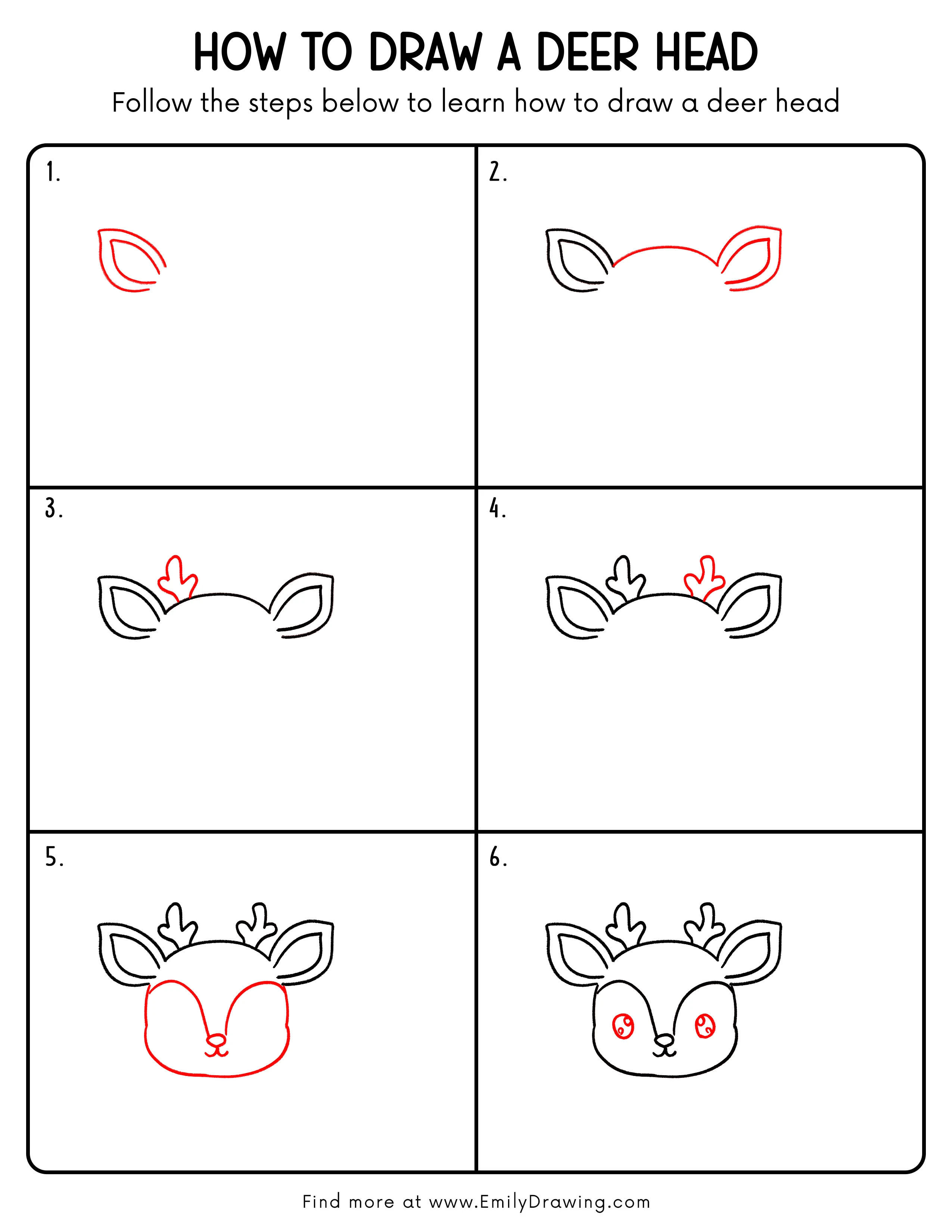 Printable Deer Head Drawing Guide