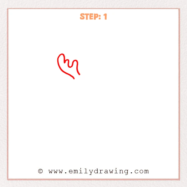 how to draw a deer skull - Deer skull Step 1 showing one curved antler with three rounded points