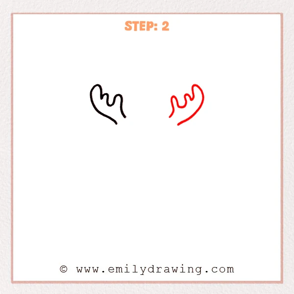 how to draw a deer skull - Deer skull Step 2 showing a matching pair of branched antlers