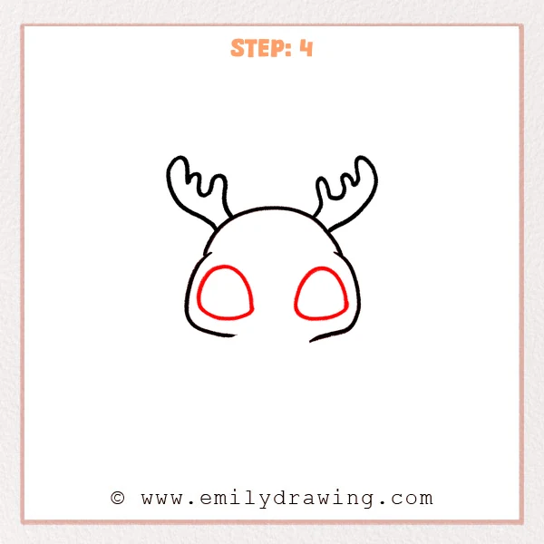 how to draw a deer skull - Deer skull Step 4 showing two large rounded eye sockets