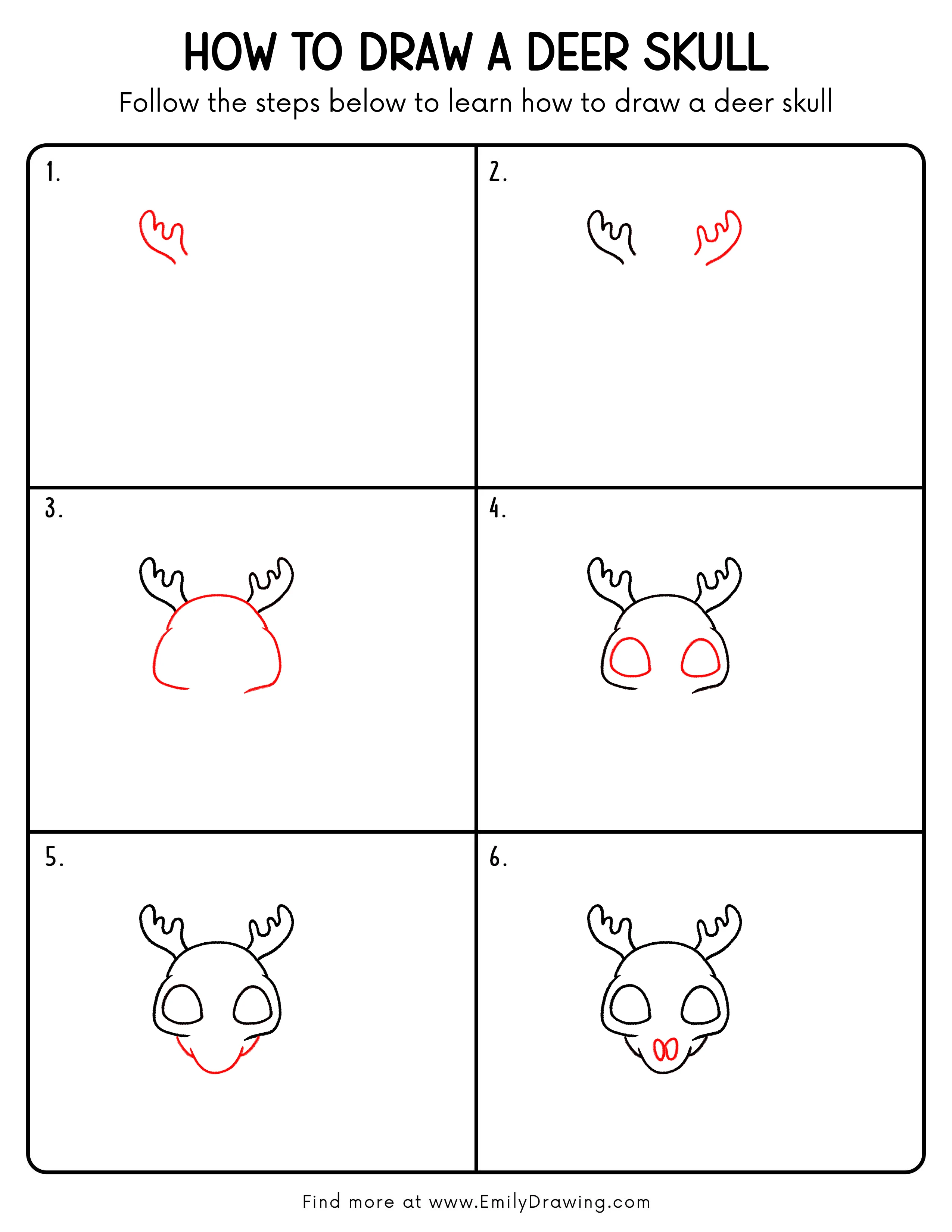 Printable Deer Skull Drawing Guide