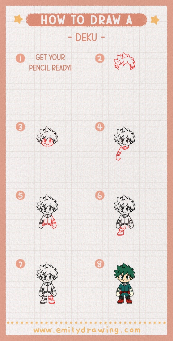 how to draw a deku pinterest pin