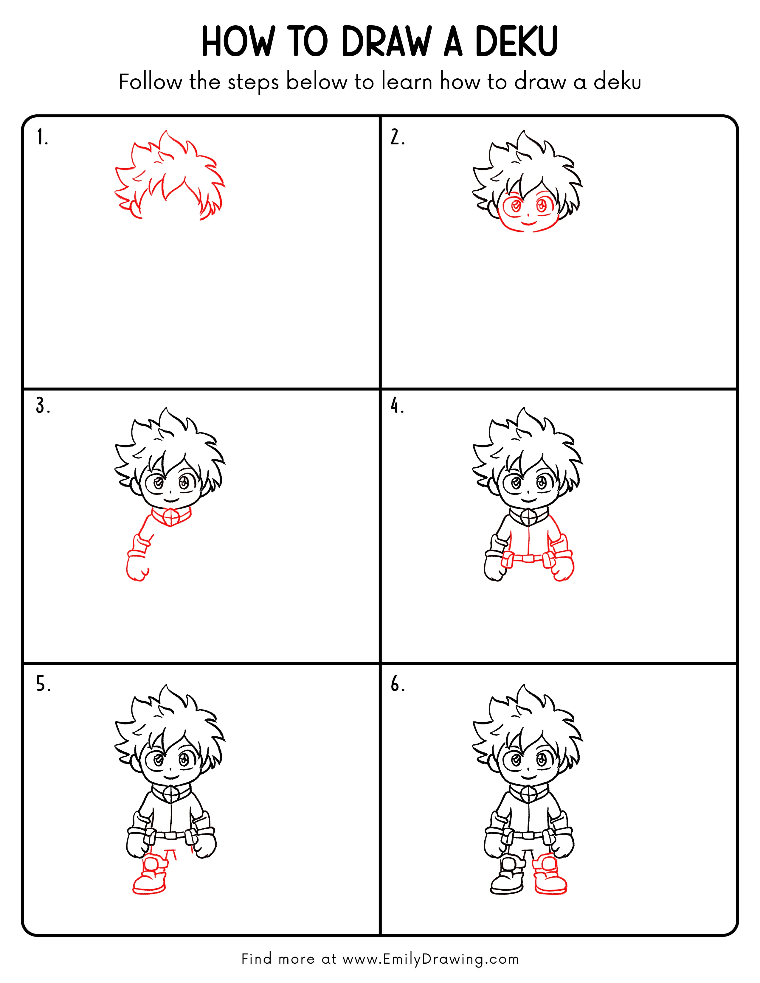 Printable Deku Drawing Guide