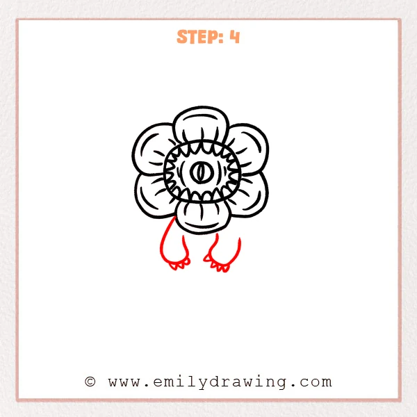 how to draw a demogorgon - Demogorgon Step 4 showing two hanging arms with small claws