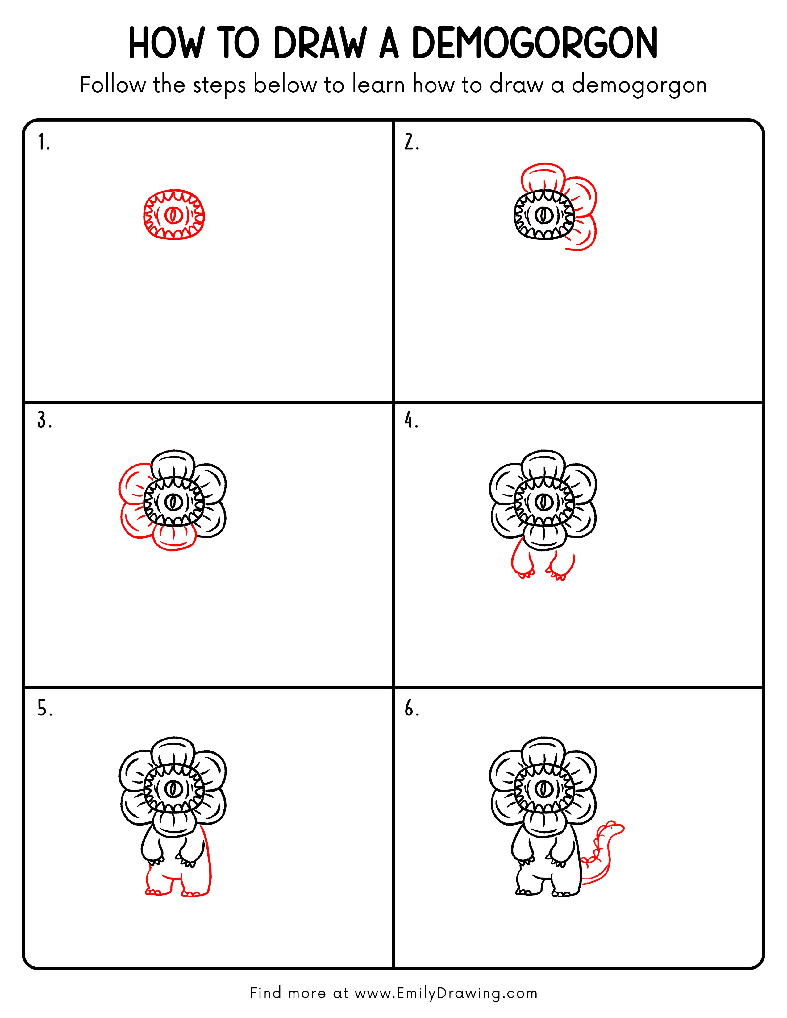 Printable Demogorgon Drawing Guide