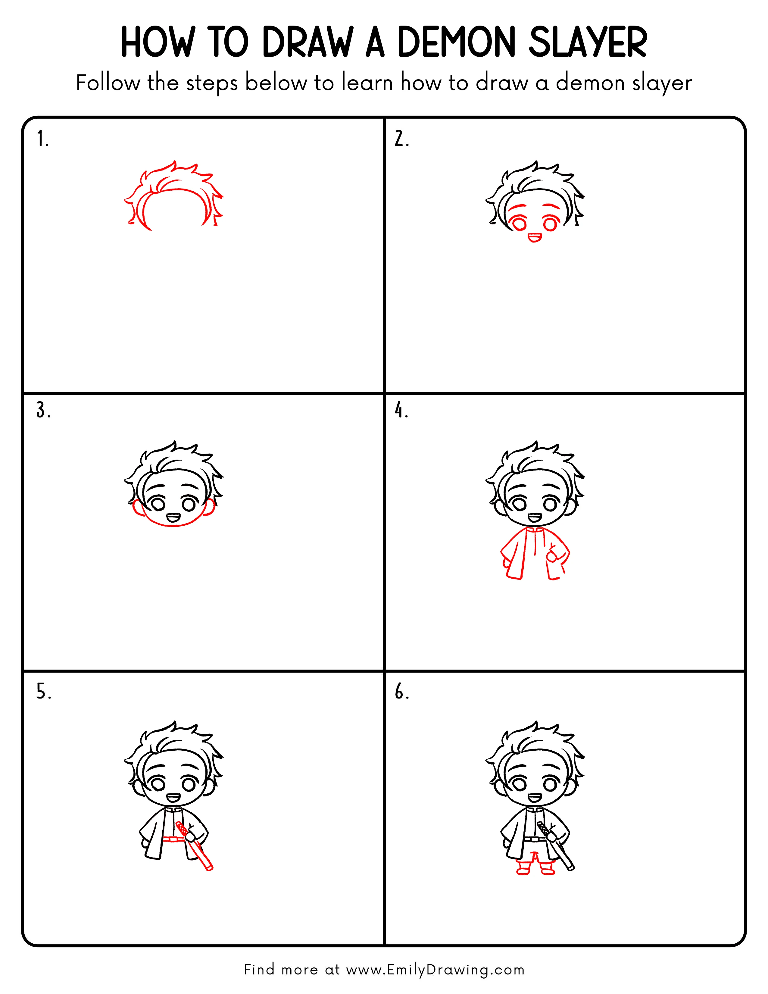 Printable Demon Slayer Drawing Guide