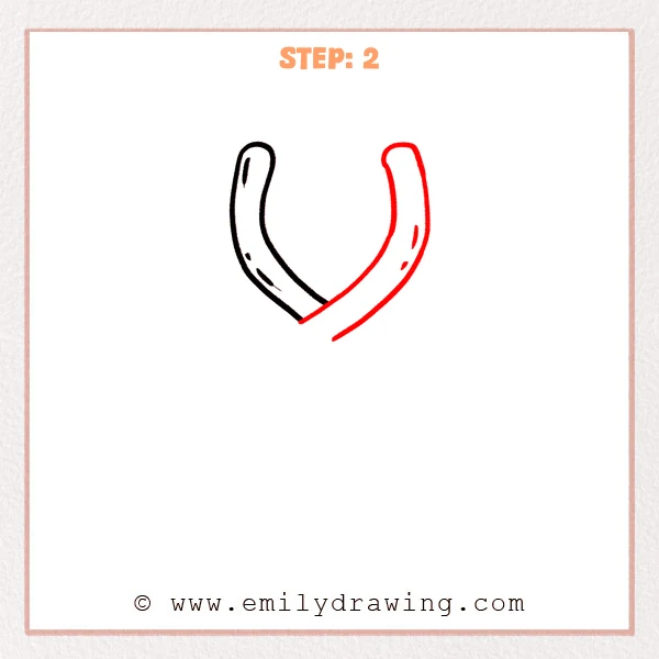 how to draw a dna - DNA Step 2 showing two upper strands meeting in a wide V shape
