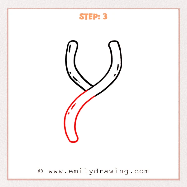how to draw a dna - DNA Step 3 showing one strand crossing and curving toward the lower left