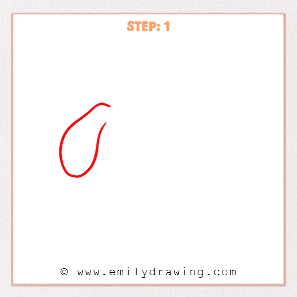 how to draw a dog face - Dog face Step 1 showing one long rounded floppy ear
