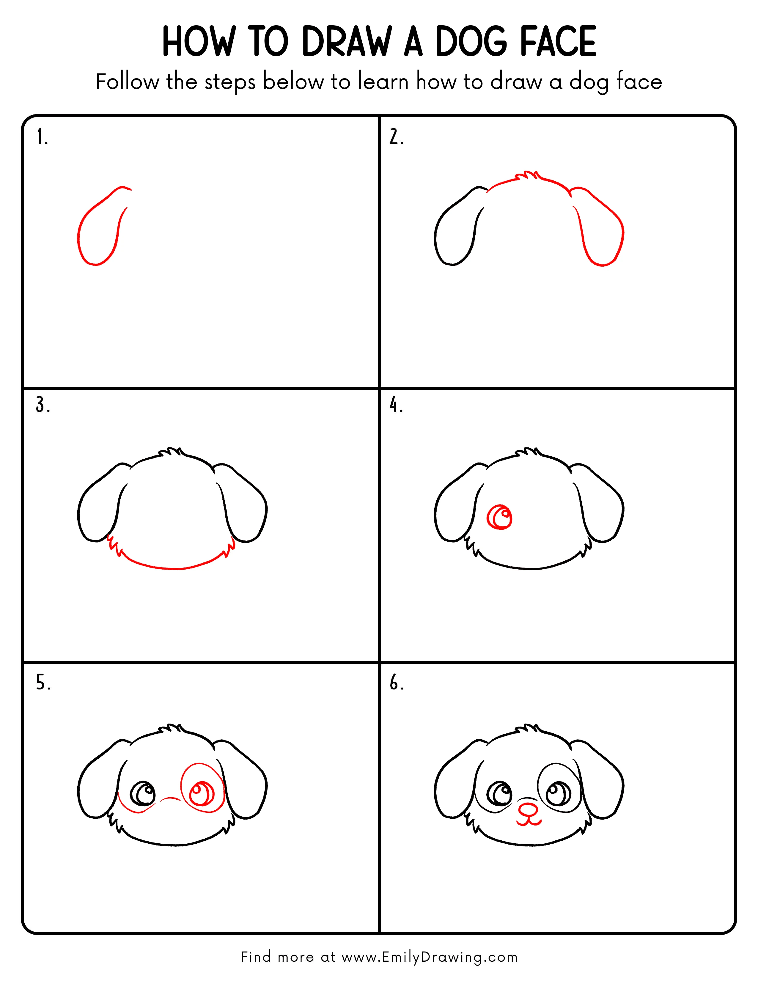 Printable Dog Face Drawing Guide